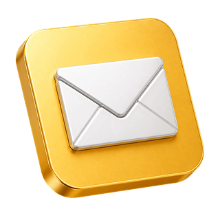 Decorative 3D envelope icon displayed on the contact us page